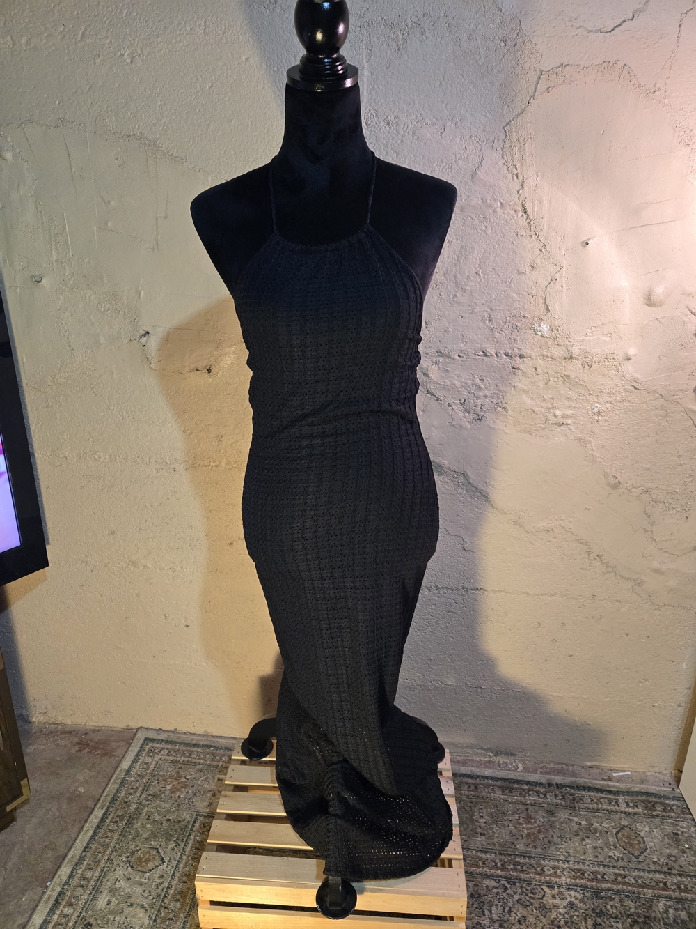 Jessica Simpson Halter Empire Waist Maxi Dress Women's Medium Black